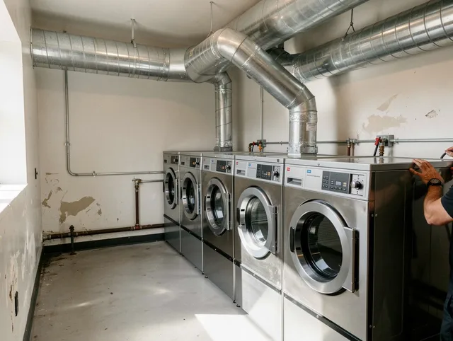 San Marino Dryer Vent Cleaning team performing large-scale commercial dryer vent cleaning in San Marino