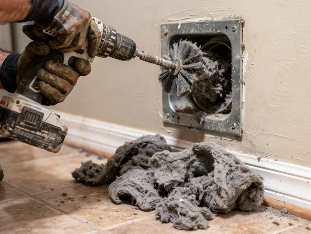 Certified San Marino Dryer Vent Cleaning technician performing dryer vent cleaning in San Marino