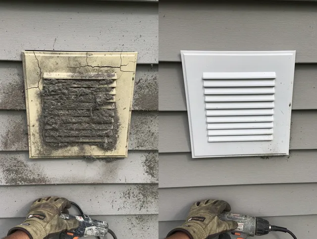 San Marino Dryer Vent Cleaning technician installing high-quality dryer vent cover at a residential property in San Marino